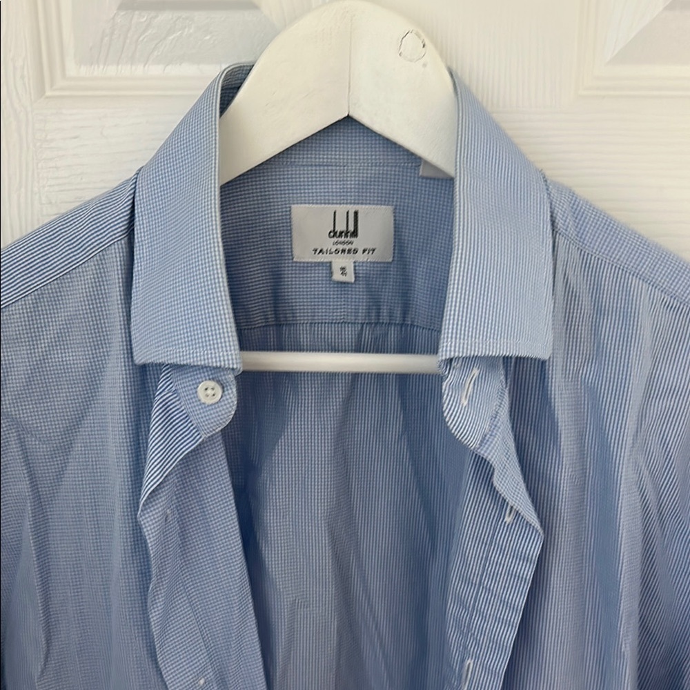Dunhill Tailored Fit Men's Blue Shirt (requires cuff links) Size 16